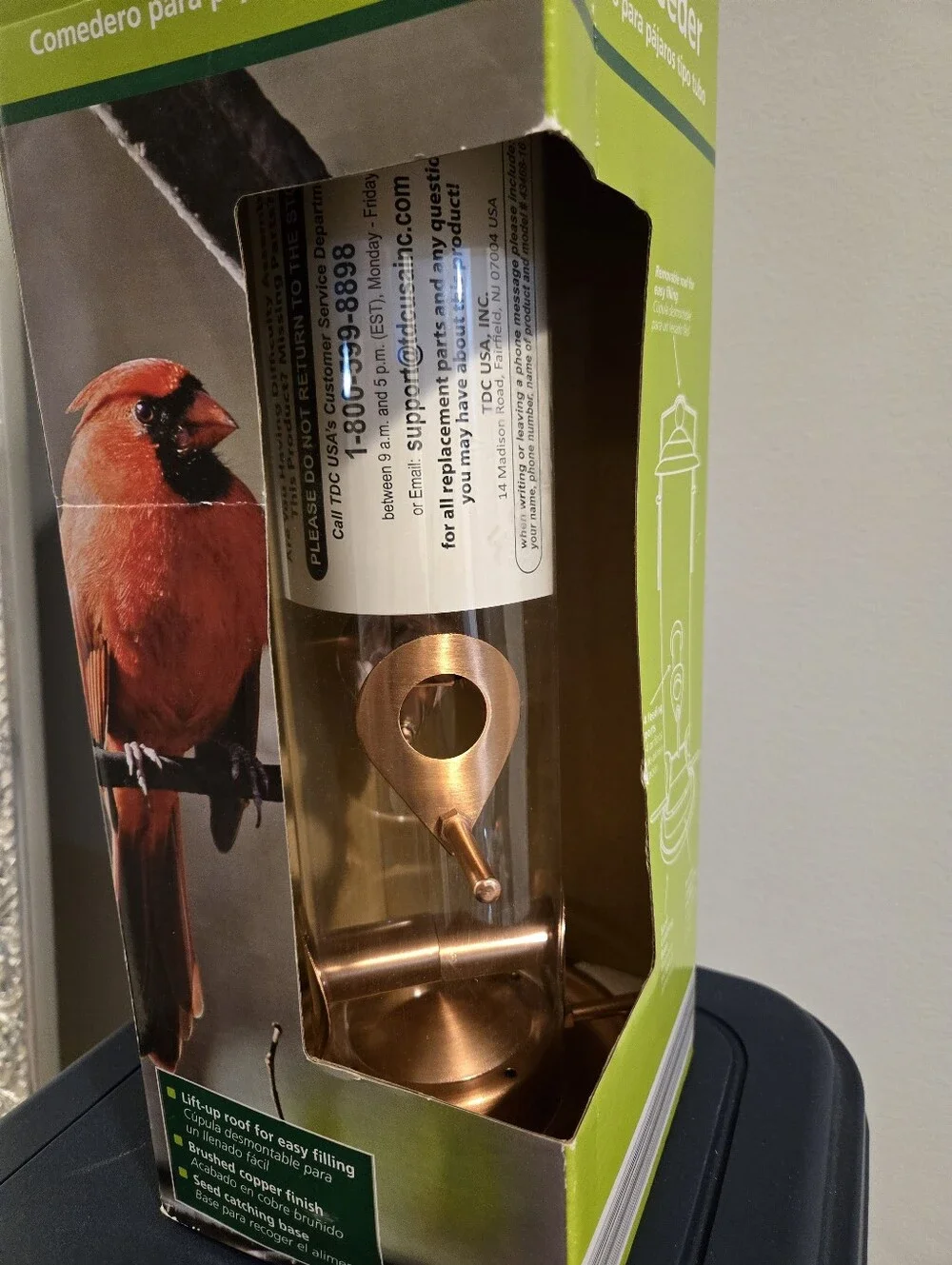 Gardenline Copper Finish Wild Bird Tube Feeder - Copper
